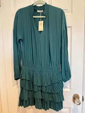 Ramy Brooke Juniper GreenTiered Ruffle Dress